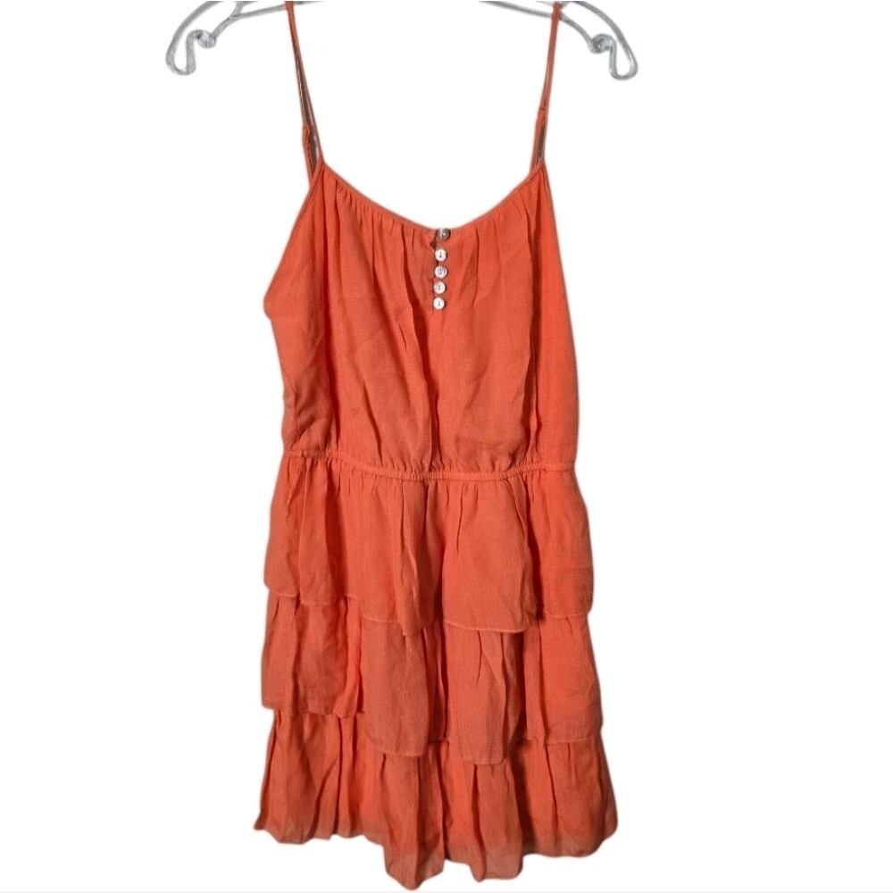 Lily Rose Orange Sleeveless Tiered Dress Size S Summer Dress Polyester Rayon *